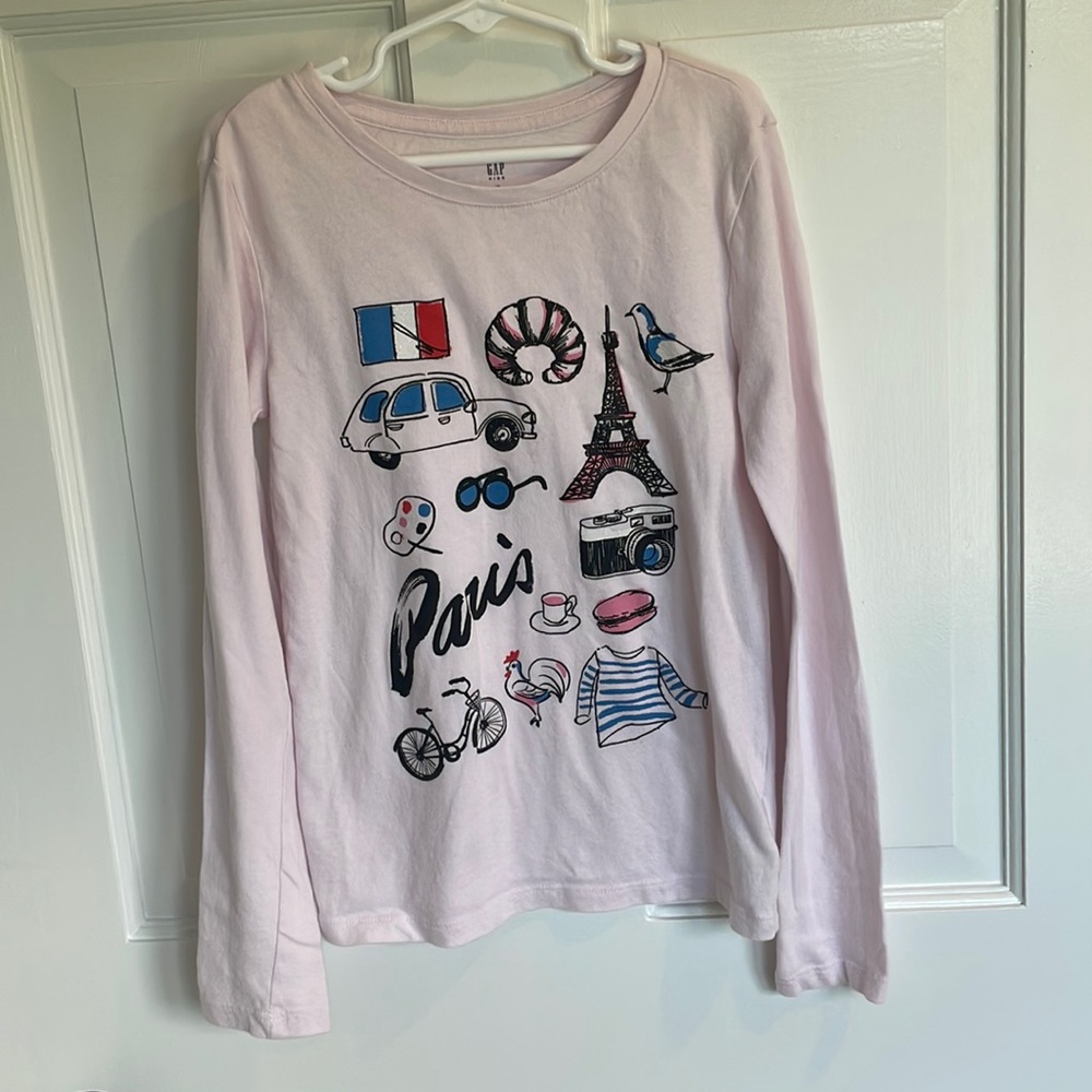 Gap girls long sleeved T-shirt French motif size medium EUC